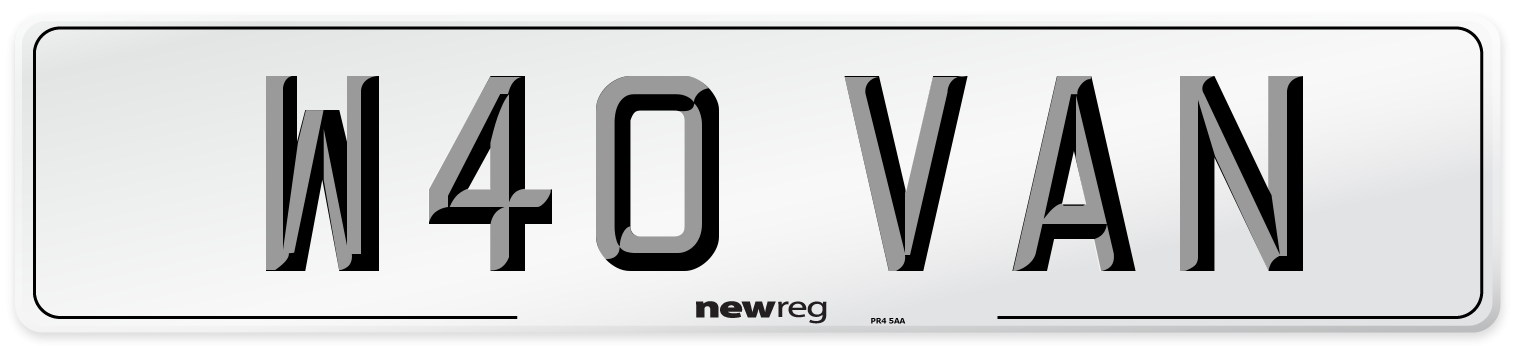 W40 VAN Number Plate from New Reg